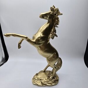 Gold Horse Statue Decorative Figurine Vintage Style for Home Decor 11.5" H